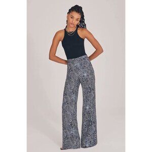 Favorite Daughter The Friday Pant High Waist Wide Leg Pants Cheetah Black 4
